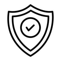 Tick mark inside shield, secure shield icon vector