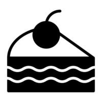 Editable solid design icon of cake slice vector