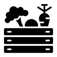 Icon of vegetables crate , filled design vector