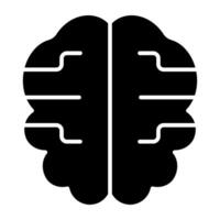 A glyph design, icon of brain vector