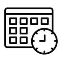 Clock with calendar, timetable icon vector