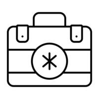 First aid kit for medical emergency icon in linear design vector