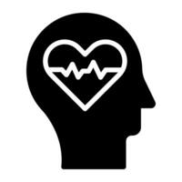 corazón dentro cerebro representando sano mente icono vector