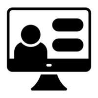 Avatar inside monitor, live communication icon vector