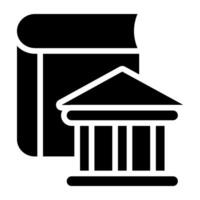 Book with building, icon of banking education vector