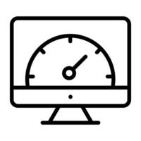 Speedometer inside monitor, concept of internet speed test vector