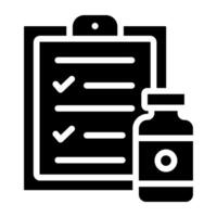 Clipboard paper with pills jar, medical prescription concept icon vector