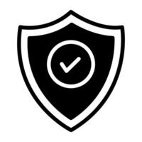 Tick mark inside shield, secure shield icon vector