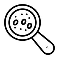 Search germs icon, microorganism under magnifying glass vector