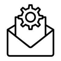 Envelope with gear, mail configuration icon vector