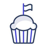 Tea time cake, cupcake icon in flat design. vector