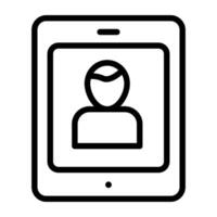 Avatar inside mobile, smartphone video call icon vector