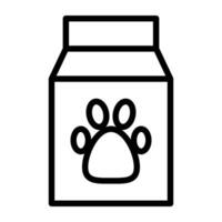 Dog paw over packet, icon of pet food vector