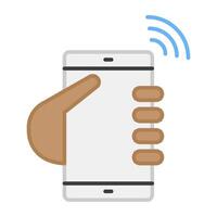 Internet signals with smartphone, mobile wifi icon vector