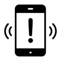 Icon of mobile alert, solid design vector