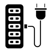 A glyph design, icon of extension cord vector