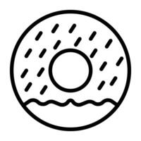 Editable outline design vector of donut