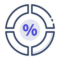 An outline design, icon of percentage chart vector