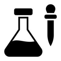 Dropper with flask, icon of lab apparatus vector