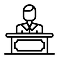 Avatar in front of desk, reception concept icon vector