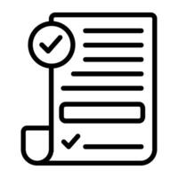 Icon of verified document, linear design of accepted file vector