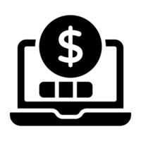 Dollar coin inside laptop showcasing online investment icon vector