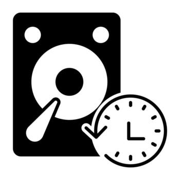 Hard drive with reload clock showcasing data backup icon vector