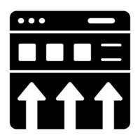 A glyph design, icon of web uploading vector