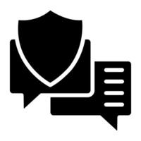 Message bubbles with shield, icon of secure chat vector