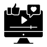 A glyph design, icon of video feedback vector