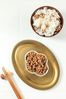 Japanese Fermented Soybean or Natto with Rice photo