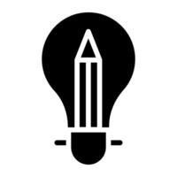 Pencil inside light bulb, creative writing icon vector