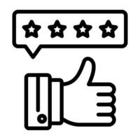 Stars with thumbs up, icon of customer ratings vector