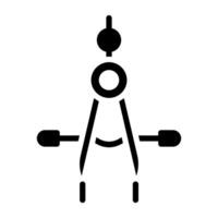 A drafting tool icon in filled style, compass vector