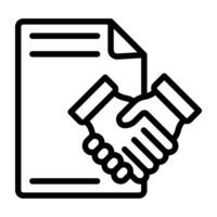 Folded paper with handshake, agreement icon vector