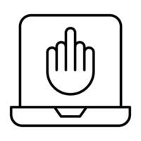 Hand inside system, laptop hacking icon vector