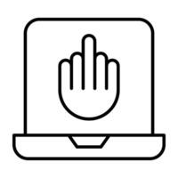 Hand inside system, laptop hacking icon vector