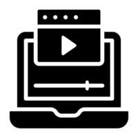 Video website icon in filled design vector