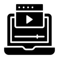 vídeo sitio web icono en lleno diseño vector