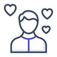 Avatar with hearts, concept of romantic person icon vector