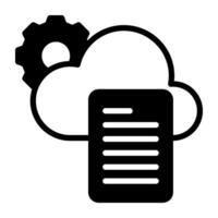 A glyph design, icon of cloud document setting vector