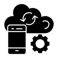 A flat design, icon of cloud mobile setting vector