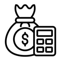 A linear design, icon of money calculation vector