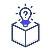 Light bulb with question mark, icon of unknown idea vector