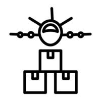 Parcels with airplane, air cargo icon vector