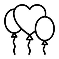 Party decor accessory, linear design of balloons vector