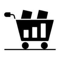 A glyph design, icon of shopping cart vector