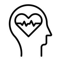 corazón dentro cerebro representando sano mente icono vector