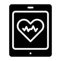 Heart inside smartphone medical app icon vector