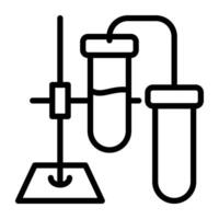 Test tubes connected with stand, linear design of lab experiment vector